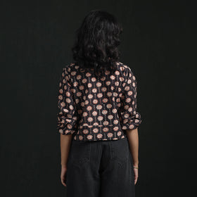 Hand block sanganeri print cotton floral crop top 04