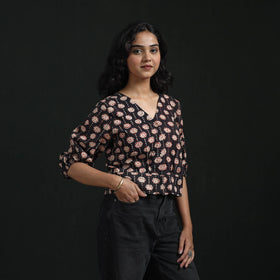Hand block sanganeri print cotton floral crop top 04
