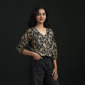Hand block sanganeri print cotton floral crop top 10