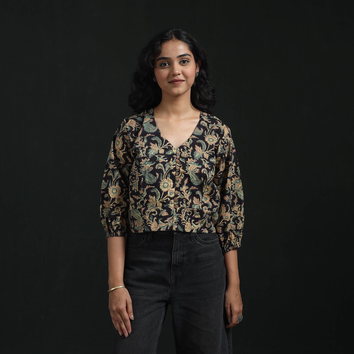 Hand block sanganeri print cotton floral crop top 10