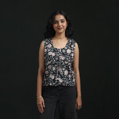 Hand block sanganeri print cotton floral crop top 16