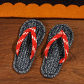 Black Hand Braided Cotton Stitched Home Slipper