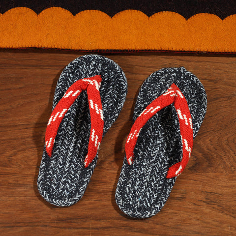 Black Hand Braided Cotton Stitched Home Slipper