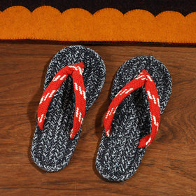Black Hand Braided Cotton Stitched Home Slipper