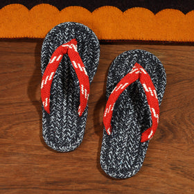 Black Hand Braided Cotton Stitched Home Slipper