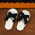 Black Hand Braided Cotton Stitched Home Slipper