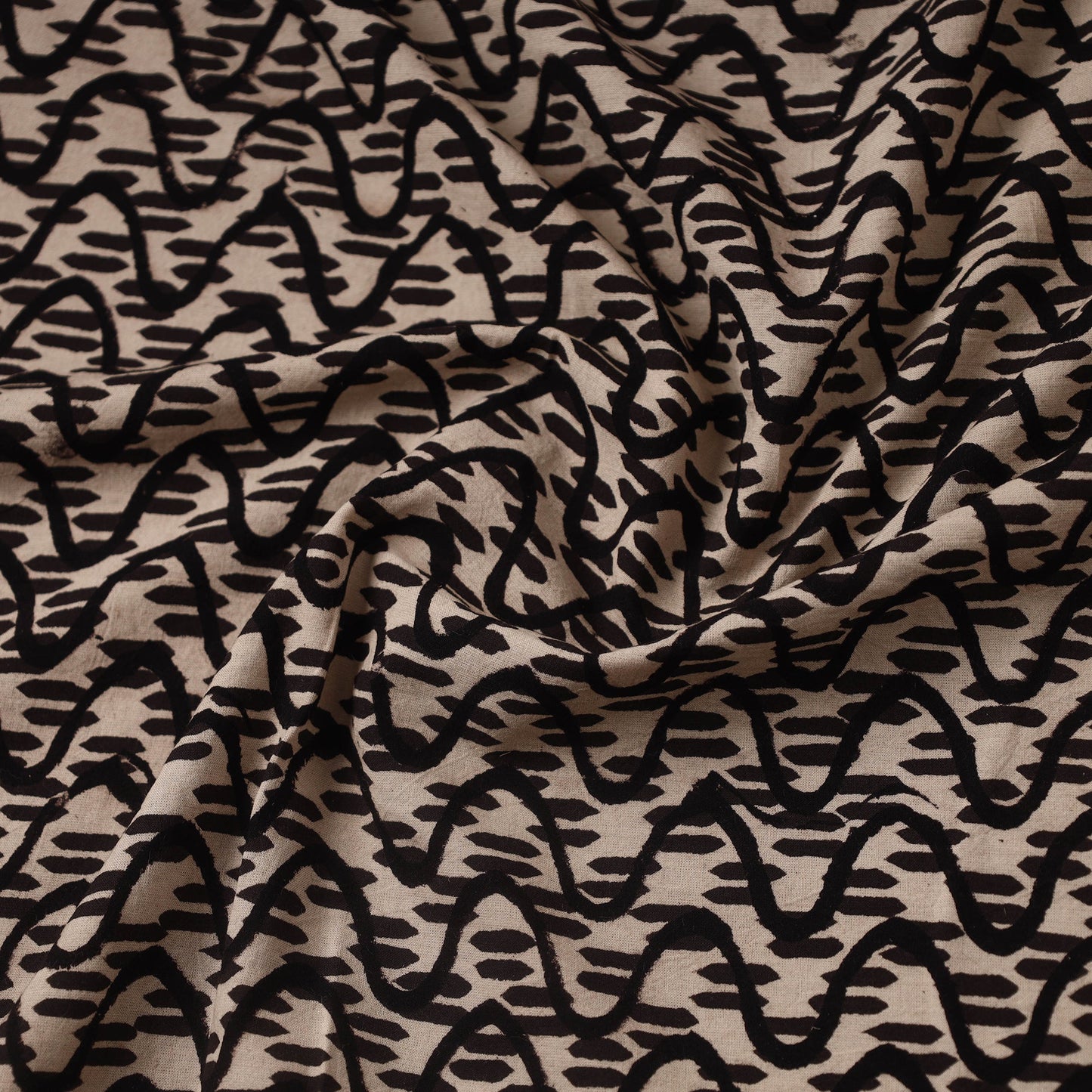 Black Hand Block Print Cotton Ajrakh Fabric