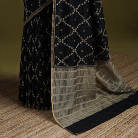 Hand embroidered chanderi silk lucknowi chikan saree 01