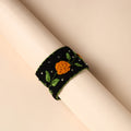 Black - hand embroidered chandi mati boho bracelet 03