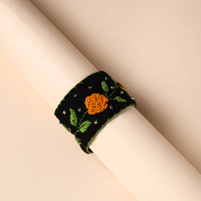 Black - hand embroidered chandi mati boho bracelet 03