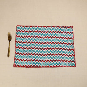 Black Hand Embroidered Floral Cotton Reversible Table Mat