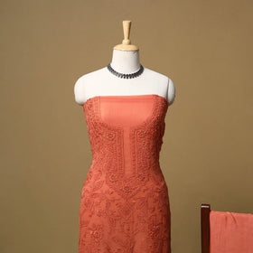 Hand embroidered georgette 3pc unstitched dress material 39