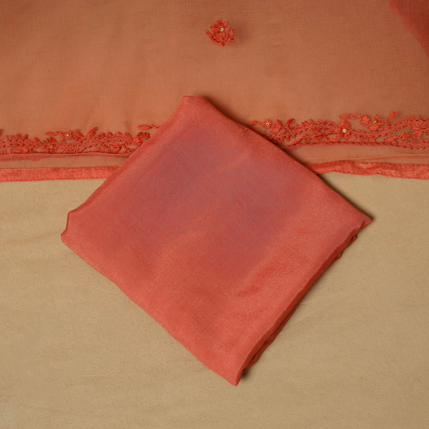 Hand embroidered georgette 3pc unstitched dress material 39