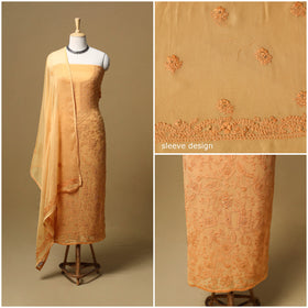 Hand embroidered georgette 3pc unstitched dress material 40