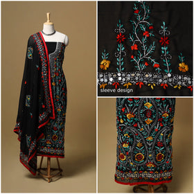 Hand embroidered georgette 3pc unstitched dress material 47