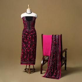 Hand embroidered georgette 3pc unstitched dress material 49