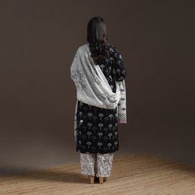 Hand embroidered jaipur cotton suit set with dupatta