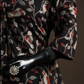 Hand embroidered printed cotton a-line kalamkari kurta
