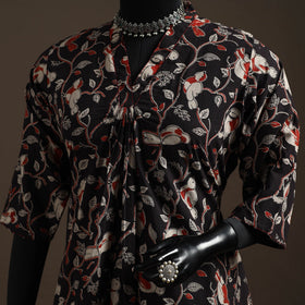 Hand embroidered printed cotton a-line kalamkari kurta