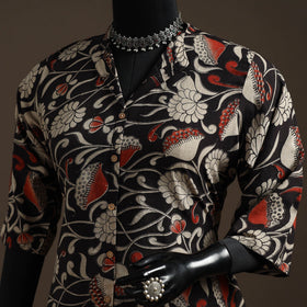 Hand embroidered printed cotton a-line kalamkari kurta