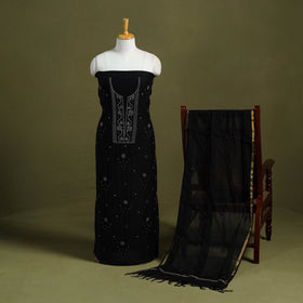 Hand Embroidery 2pc Mul Chanderi Chikankari Dress Material