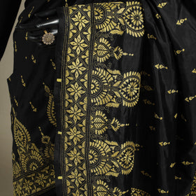Black - hand embroidery bangalore silk handloom bengal