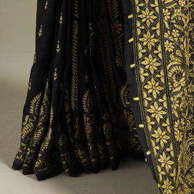 Black - hand embroidery bangalore silk handloom bengal