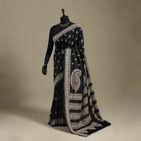 Black - hand embroidery bangalore silk handloom bengal