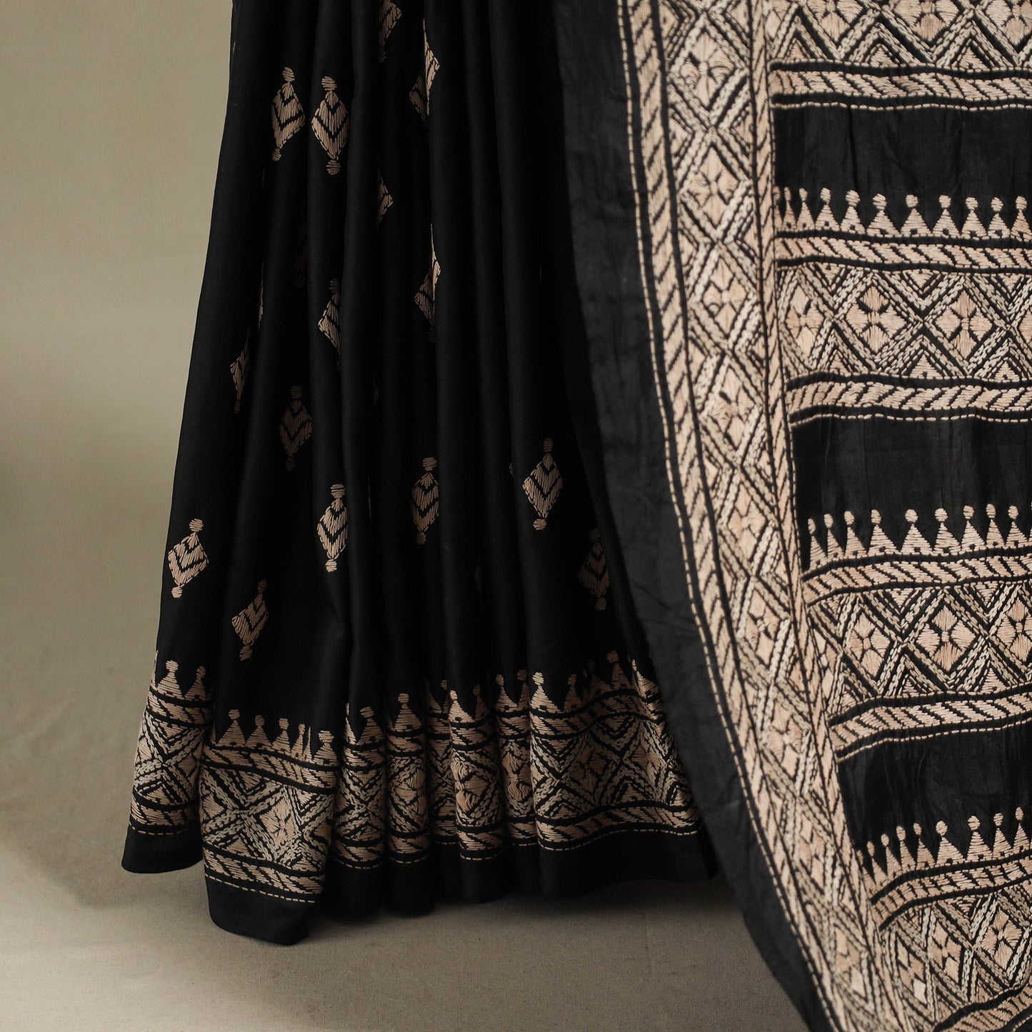 Black - hand embroidery bangalore silk handloom bengal