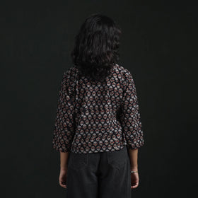 Hand embroidery block print cotton natural dyed ajrakh crop