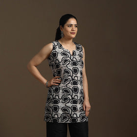 Hand embroidery cotton batik short kurta for women 06