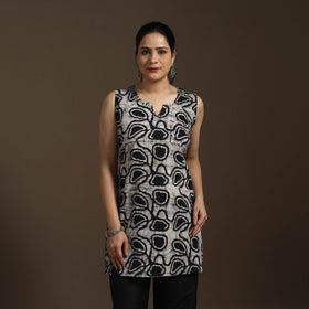 Hand embroidery cotton batik short kurta for women 06