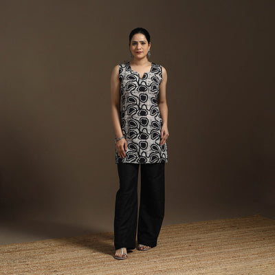 Hand embroidery cotton batik short kurta for women 06