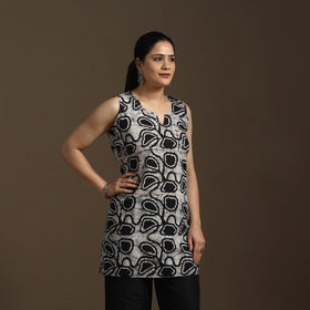 Hand embroidery cotton batik short kurta for women 06