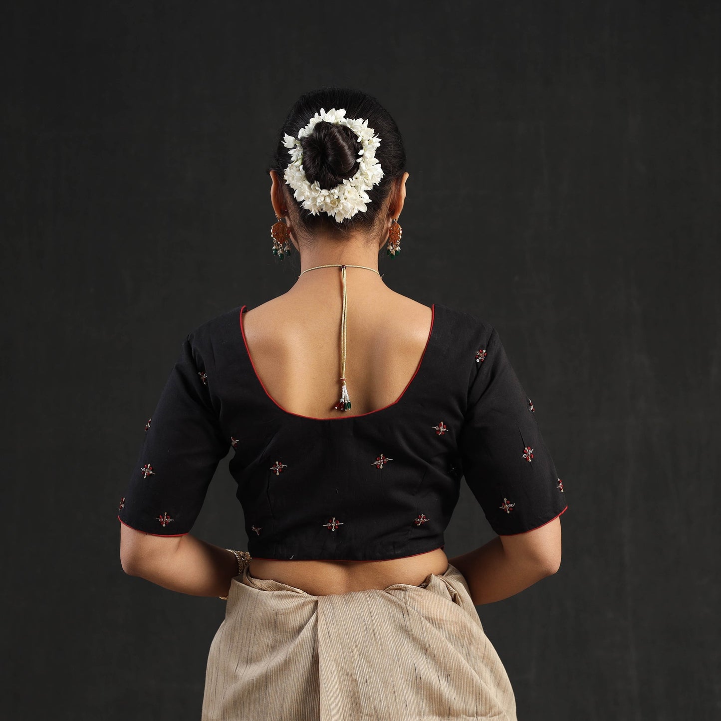 Buy Black Hand Embroidery Cotton Blouse Online