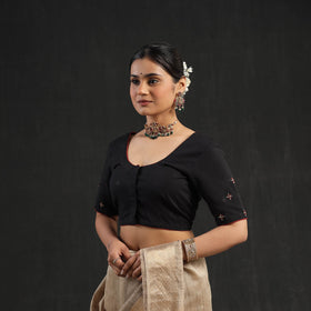 Buy Black Hand Embroidery Cotton Blouse Online