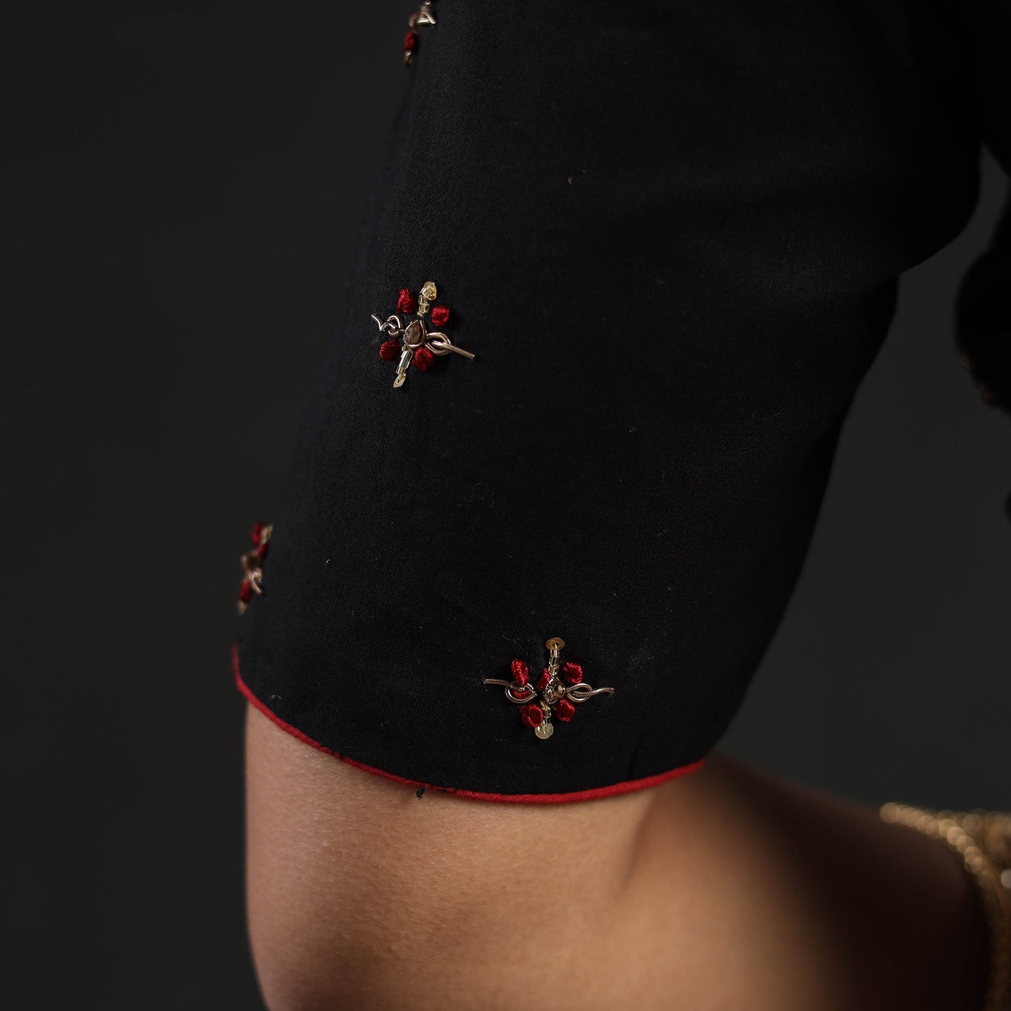 Buy Black Hand Embroidery Cotton Blouse Online