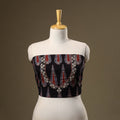 Black Ajrakh Print Hand Embroidery Cotton Blouse Piece