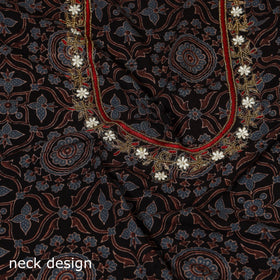 Black - hand embroidery cotton blouse piece 11 - handcrafted