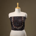 Black - hand embroidery cotton blouse piece 11 - handcrafted