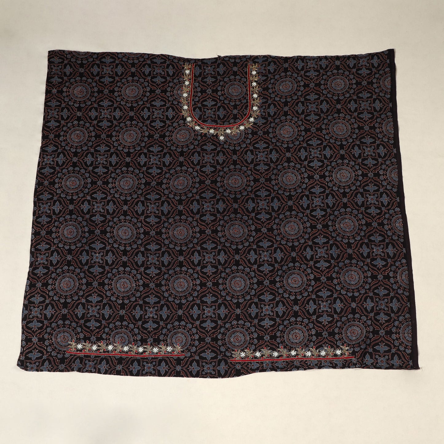 Black - hand embroidery cotton blouse piece 11 - handcrafted