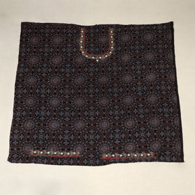 Black - hand embroidery cotton blouse piece 11 - handcrafted