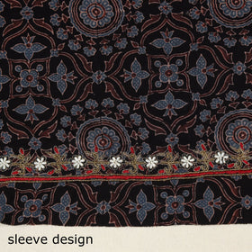 Black - hand embroidery cotton blouse piece 11 - handcrafted