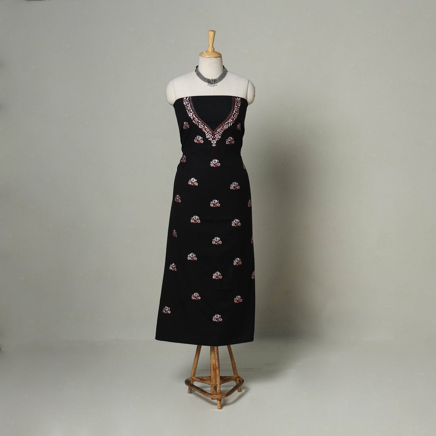 Black - hand embroidery cotton kashida kurta material