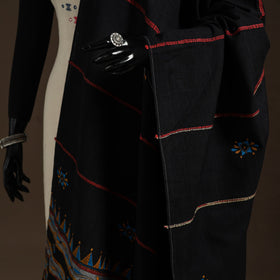 Black - hand embroidery khes handwoven cotton kantha