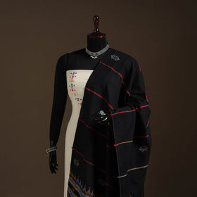 Black - hand embroidery khes handwoven cotton kantha