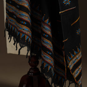 Black - hand embroidery khes handwoven cotton kantha