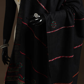 Black - hand embroidery khes handwoven cotton kantha