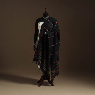 Black - hand embroidery khes handwoven cotton kantha