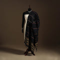 Black Hand Embroidery Khes Handwoven Cotton Kantha Dupatta